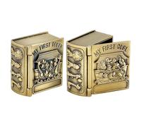FINGERINSPIRE 2PCS My First Curl and My First Tooth Keepsake Box Antique Bronze Book Shaped Teeth Collection Organizer Holder First Curl and Tooth Keepsake Box for Babies to Keep The Childhood Memory