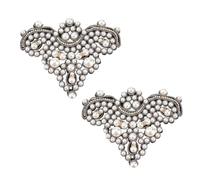 FINGERINSPIRE 2PCS Pearl Shoe Patches Black Sew on Rhinestone Imitation Pearl Beaded Applique DIY Crafts Applique Patches Glitter Pearl Floral Pattern Patches Decorative Appliques for Costume Decor