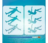 FINGERINSPIRE 2Pcs Philosophical Figure Patterns Stencils with a Brush 11.7x8.3Inch Falling Man Painting Stencils Electrified Man Stencil Human Themes PET Template for Wood Floor Tile Wall Fabric DIY