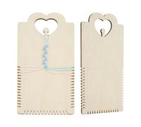 FINGERINSPIRE 2Pcs Plywood Wood Friendship Bracelet Making Kit, 24x12cm Antique White String Bracelets Maker Craft Tool Rectangle with Heart Bracelet Braiding Disk for Beginners