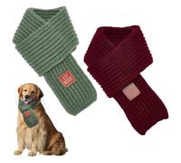 FINGERINSPIRE 2Pcs Polyester Dog Knitted Scarf, 940x90x2mm Red and Green Warm Knitted Christmas Winter Holiday Decoration Scarf Pet Costume Accessories for Small Medium Large Dogs