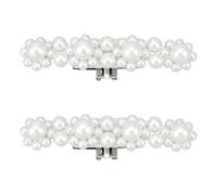 FINGERINSPIRE 2Pcs Rectangle Pearl Shoe Clips White Resin Pearl Clips for Shoes Rectangle Rhinestone Shoe Jewelry Charms Resin Pearls Rhinestone Embellishments for Heels Bridal Shoes