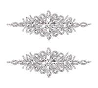 FINGERINSPIRE 2PCS Rhinestone Applique 24.7x9cm Clear Floral Rhinestone Applique Patches with Self Adhesive Backing Crystal Patches for Dresses Handbags Shoes and DIY Projects