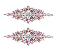 FINGERINSPIRE 2PCS Rhinestone Applique 24.7x9cm Crystal AB Color Floral Rhinestone Applique Patches with Self Adhesive Backing Crystal Patches for Dresses Handbags Shoes and DIY Projects