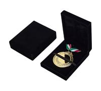 FINGERINSPIRE 2Pcs Single Medal Display Storage Box Black Velvet Medal Case Rectangle Award Display Box Medals Organizer Boxes Velvet Medals Gift Boxes for Runners Sports Winners and Military Awards
