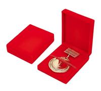 FINGERINSPIRE 2Pcs Single Velvet Medal Display Storage Box, FireBrick Small Single PU Pin Display Box Case for Runners All Sports Winners Military Awards Gift Badges Collectible and Medals Storage