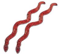 FINGERINSPIRE 2PCS Snake Shaped Patches 45cm Sew On Large Snake Rhinestones Patches Red Sequins Applique for Sewing Embroidered Applique for DIY Clothes Decoration