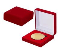 FINGERINSPIRE 2Pcs Velvet Coin Presentation Display Box for 49mm Coins Red Square Single Coin Storage Case with Sponge Inside Commemorative Coins Collection Box Medal Pin Storage Boxes