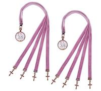 FINGERINSPIRE 2PCS Velvet Ribbons Bible Bookmarks 36.7cm With 4 Velvet Ribbons and Alloy Cross Pendant - Multi-Strand Bookmarker for Women Men Book Lovers