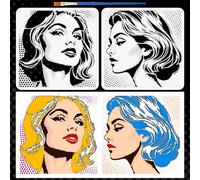 FINGERINSPIRE 2PCS Woman Stencils 11.8x11.8 Inch Pop Art Woman Stencils Reusable PET Portrait Templates 2 Style Lady Face Stencil with a Brush for Home Decor Furniture Wood Wall DIY Craft