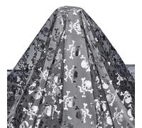FINGERINSPIRE 2x1.6m Halloween Skull Silver Foil Tulle Halloween Black Web Fabric Human Skull Pattern Mesh Fabric Rectangle Cross Skulls Decorative Craft Fabric for Tablecloth Party Decoration