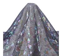 FINGERINSPIRE 2x1.6m Halloween Witches Colorful Foil Tulle Halloween Pumpkin Black Web Fabric Cat Bat Pattern Mesh Fabric Rectangle Star Polka Dots Craft Fabric for Party Decoration