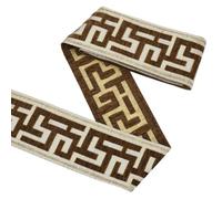 FINGERINSPIRE 3.3 Yards/3m Embroidered Drapery Trim 90mm Wide The Great Wall Grid Curtain Trim Polyester Coconut Brown Chenille Drapery Trim Geometric Jacquard Ribbon for DIY Sewing Crafts Clothing