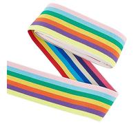 FINGERINSPIRE 3.65M Nylon Elastic Band 50mm Wide Sewing Elastic Bands Flat with Stripe Pattern Elastic Band Rainbow Elastic Lace Trim for Dress Waistband Wig Bands Sewing Accessories