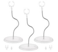 FINGERINSPIRE 3 Pack Action Figure Stand Clear Plastic Round Base with Silver Metal Flexible Snake Bone Support Action Figures Model Display Holder Compatible with HG RG SHF 1/144 Figures