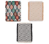 FINGERINSPIRE 3 pcs Miniature Dollhouse Rugs 4.7x6.7Inch Modern Geometric Dollhouse Miniature Rug Rectangle Rhombus Mini Blanket Floral Print Vintage Woven Rug Mini House Accessories