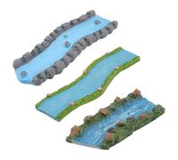 FINGERINSPIRE 3 Pcs Miniature Stream Decor with Fairy Garden Water Feature and Resin Mini River for Miniature Landscape 3 Styles Curved Resin Mini Stream Micro Landscape Decor for Dollhouse Accessory