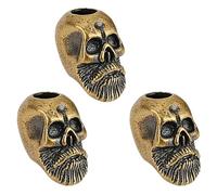 FINGERINSPIRE 3 Pcs Skull Knife Lanyard Bead 22x11x14 mm Hole 5mm Skull Lanyard Bead Hand Casted Copper Skull Charm DIY EDC Knife Beads for Knives Pendant Flashlight Knuckles Bracelet Parachute Cord