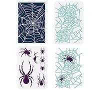 FINGERINSPIRE 3-Piece Spider Web Painting Stencil - 8.3x11.7inch Reusable Halloween Stencil for DIY Party Decoration