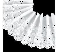 FINGERINSPIRE 3 Yards/2.7M White Cotton Eyelet Trim 23cm Wide Floral Embroidery Lace Trim for Sewing Dresses Clothes Bag Pets Clothes Decoration