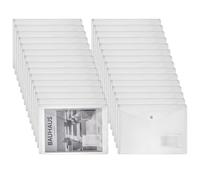 FINGERINSPIRE 30 Pcs Clear A4 Plastic Envelopes 325x235mm Transparent Document Storage Bags Snap Button File Pockets for School, Office & Home Organization Waterproof A4 Plastic Envelopes