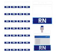 FINGERINSPIRE 30 Pcs RN Badge Buddy and Nurse Badge Holder 4.7x3.9 inch Double Sided Identification Card Holder Horizontal Heavy Duty Tags Waterproof Plastic PVC Card Holders for Work