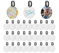 FINGERINSPIRE 30 PCS Round Sublimation Luggage Tag White PVC Blank Luggage Tags 100mm in Diameter with 30 pcs Handle Ropes - Customizable Suitcase Name Tags for Travel, Large Events