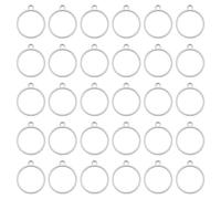 FINGERINSPIRE 30 PCS Stainless Steel Open Bezel Pendant for Resin DIY 0.78inch Inner Diameter Round Hollow Ring Bezels with 2.5mm Hole Jewelry Making Supplies for Epoxy Resin Crafts Charms & Pendants