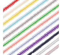 FINGERINSPIRE 30 Yards Double Ruffle Lace Trim 12 Rolls 25mm Wide Ruffle Stretch Elastic Edging Trim Assorted-Color Fabric Lace Ribbon for DIY Dress Headwear Decoration and Gift Wrapping