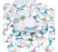 FINGERINSPIRE 30Pcs 30mm Flat Back Round Acrylic Rhinestones with Container Self-Adhesive Crystal Circle Gems Sparkling Plastic Stickers for Costume Making Cosplay Jewels Crafts (Clear AB)
