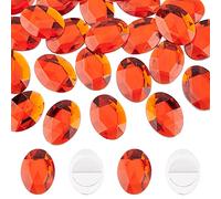 FINGERINSPIRE 30Pcs 40x30mm Flat Back Oval Acrylic Rhinestone Red Self-Adhesive Jewels Large Oval Flat Back Plastic Gems Embelishments Stick On Jewels for Costume Making Cosplay Crafts