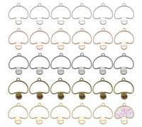 FINGERINSPIRE 30Pcs Alloy Open Back Bezel Pendants, 5 Colors Mushroom Shaped Hollow Resin Pendant Frame Resin Pressed Flower Craft Bezels Crafts for DIY Crafts Earrings Necklace Bracelet Making