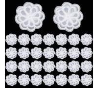 FINGERINSPIRE 30Pcs Flower Lace Embroidered Applique 45mm in Diameter White Floral Sew On Double-Layered Patches Organza Lace Flowers Applique for Women's Dress Hats Bags Clothes Decoration