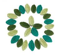 FINGERINSPIRE 30pcs Handmade Crocheted Leaves in 3 color Crochet Green Leaf Handmade Crocheted Flowers Leaves Small Leaf Applique for Decorative Cardmaking Scrapbook Craft