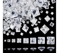 FINGERINSPIRE 314Pcs 8 Size Clear Cubic Zirconia Faceted Rhinestone Cabochons, Square Faceted Rhinestone Synthetic Gemstone with Pointed Back for Nail Art Craft Jewelry Making