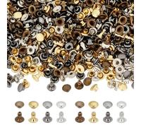 FINGERINSPIRE 320PCS 4mm Tubular Round Cap Leather Rivets Double Cap Rivets Metal Rapid Rivet for Studs Leather Craft Key Fob Clothing Pets Collar Boots (Antique Bronze Golden Gunmetal Platinum)