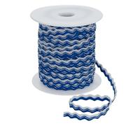 FINGERINSPIRE 32M Wave Bending Fringe Trim 2 Bundles with Plastic Empty Spool 8.5mm Wide Polypropylene Wavy Trim Ribbon Medium Blue Wave Bending Fringe Trim for Sewing Costume Wedding Home Decor