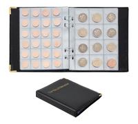 FINGERINSPIRE 360 Pockets 195x158x30mm Coin Collection Book Black Imitation Leather Cover with 2 Size Inner Pages for 28/39mm Coins Protective PVC Insert Coins Holder Album for Collector Storage