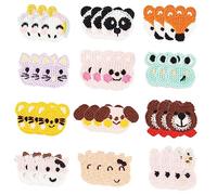 FINGERINSPIRE 36Pcs Crochet Animal Head Applique Patches Knitted Mouse/Cow/Rabbit/Frog/Fox/Panda/Bear/Cow/Dog Sew on Appliques Cartoon Animal Badge Sign for Clothing Repair DIY Decoration