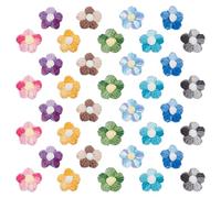 FINGERINSPIRE 36PCS Crochet Flowers Appliques 9 Color Wool Handmade Sewing Crocheted Flowers 3.8x3.8CM Crochet Puff Flower for DIY Crafts Clothing Hats Bags Home Decor