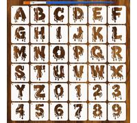 FINGERINSPIRE 36PCS Doodle Letters Numbers Painting Stencils with Paint Brush 10x10cm Graffiti 0~9 Numbers Drawing Template Alphabet 26 Letters Stencil DIY Letters Theme Template for Painting