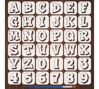 FINGERINSPIRE 36PCS Graffiti Doodle Letters and Numbers Stencils with 1Pc Plastic Brush 10x10cm Graffiti Letters Stencil Decorative Numbers Stencil Decorative Template for Painting on Wall Wood