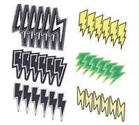 FINGERINSPIRE 36PCS Lightning Iron On Patch 6 Style Sew On Appliques Yellow Black Green Lightning Bolt Polyester Computerized Embroidery Patches with Adhesive Back for Clothing Backpack Decor
