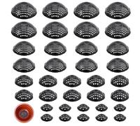 FINGERINSPIRE 36PCS Pot Drainage Inserts 4 Styles Black Flower Shape Planter Mesh Pads Half Round Design Plastic Drainage Grid Liners for Indoor Outdoor Plant Pots and Container Gardening