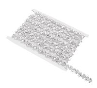 FINGERINSPIRE 3m Rhinestone Chain Trim with Metal Back 14.5mm Wide Clear Glass Rhinestone Chain Links Horse Eye Crystal Jewelry Chains Sewing Bling Crystal Trim for Wedding Dress Embellishments