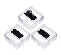 FINGERINSPIRE 3Pcs Clear Acrylic Ring Display Stand with Black Velvet 4x4x1.9cm Square Transparent Ring Display Holder Ring Storage for Store Showcase and Home Jewelry Organize