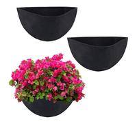 FINGERINSPIRE 3PCS Half Round Planter Liner 345x202x6mm Black Felt Half Circle Flower Basket Liners Reusable Replacement Felt Plant Flowers Mats for Home Garden Wall Hanging Basket Planter