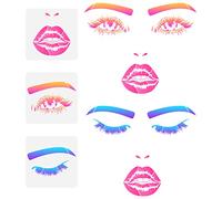 FINGERINSPIRE 3Pcs Lip Eyes Painting Stencils 30x30cm Facial Features Stencils Reusable Closed Eye Stencil Mouth Lips Pattern Drawing Template to Draw Faces On Wall Wood Fabric