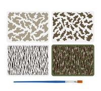 FINGERINSPIRE 3PCS Lowland Camouflage Painting Stencils with Paint Brush 28x38cm Reusable Camouflage Pattern Drawing Template DIY Loland Stencil Daily Theme Template for Painting on Wood Furniture