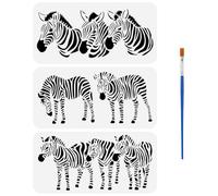 FINGERINSPIRE 3PCS Zebras Stencils with Paint Brush 15x30cm Zebra Patterns Templates Plastic PET Animal Zebra Painting Stencils Zebra Heads Templates Animal Theme Stencil for DIY Decoration